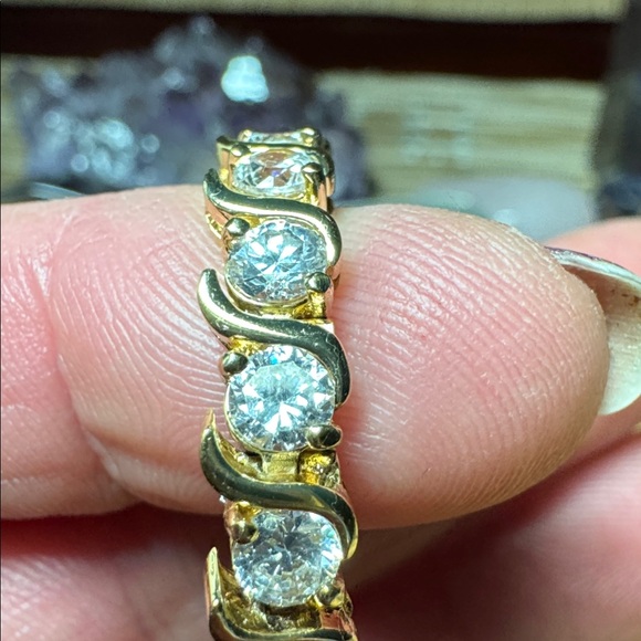 S Tennis CZ Gold over 925 Sterling Silver Bracelet - Picture 13 of 17